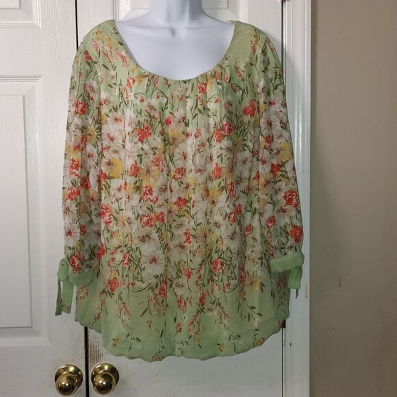 Roz & Ali floral print spring summer fall  casual blouse  Sz 2X - Picture 1 of 4